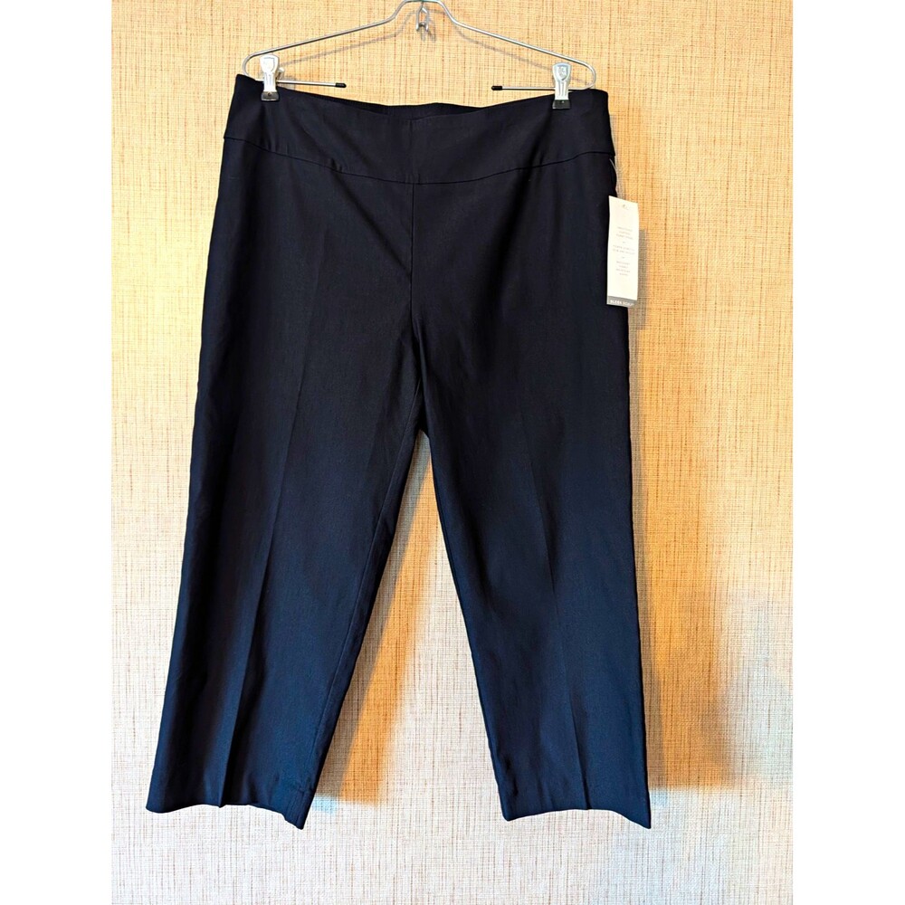 New Directions Women’s Black Ankle Pants Straight Leg Flat Front Knit Size 14